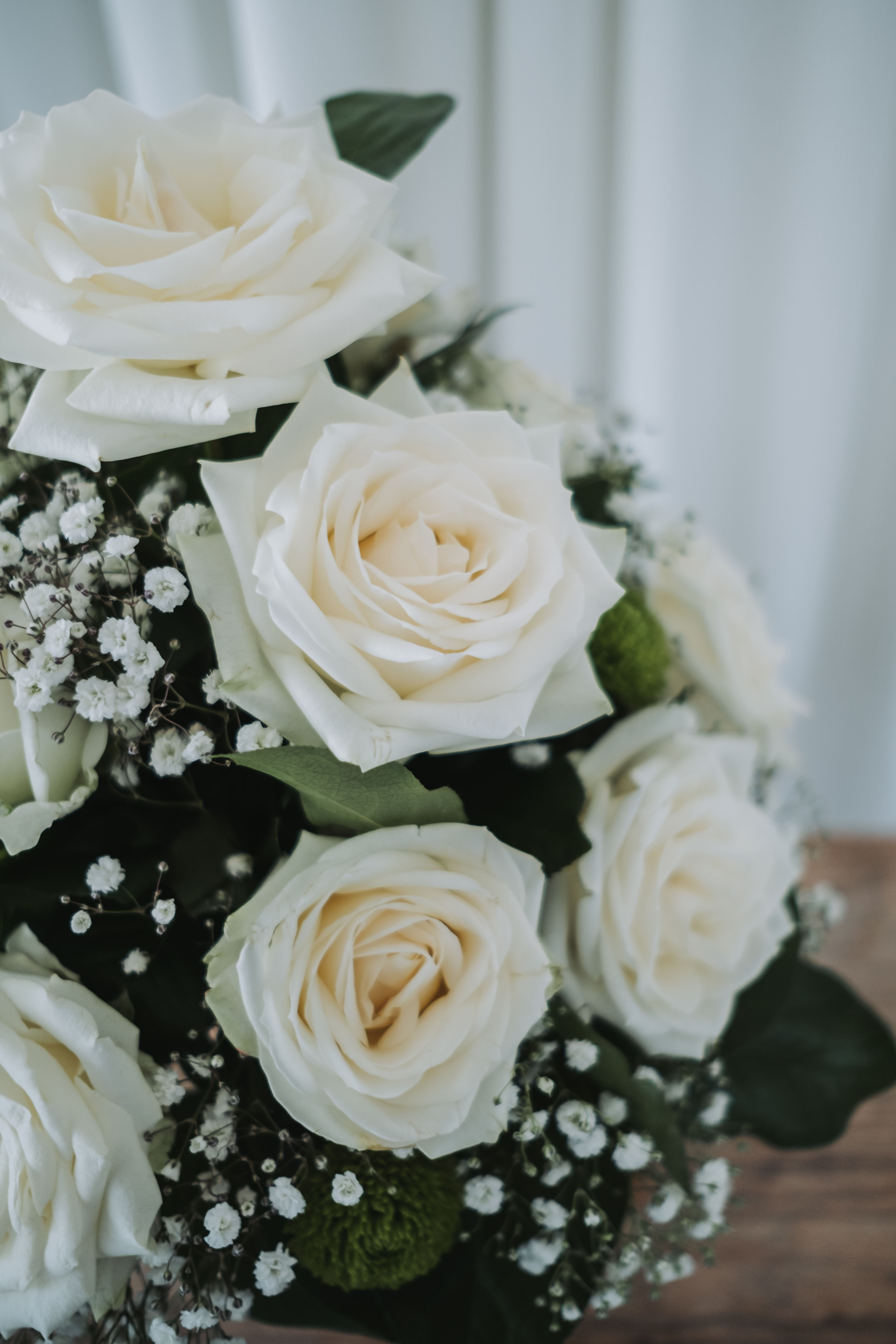 White roses for private celebration